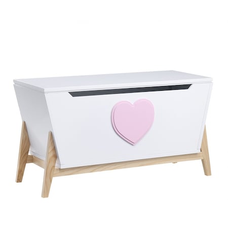 Homeroots 16" X 37" X 20" White Pink Wood Youth Chest 347558