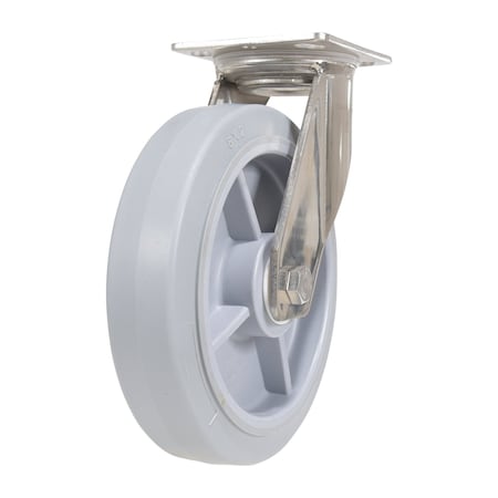 Vestil Thermoplastic Rubber Swivel Caster 8 In. Diameter x 2 In. Width 675 Lb. Capacity Gray CST-E-SS-8X2TPR-S