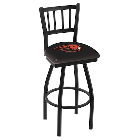 Holland Bar Stool Co 25" Blk Wrinkle Oregon State Swivel Bar Stool, Jailhouse Back L01825OregSt