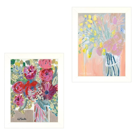 Homeroots Set Of Two Pastel Bouquets Maybe Shes a Wildflower White Framed Print Wall Art, 2PK 415798