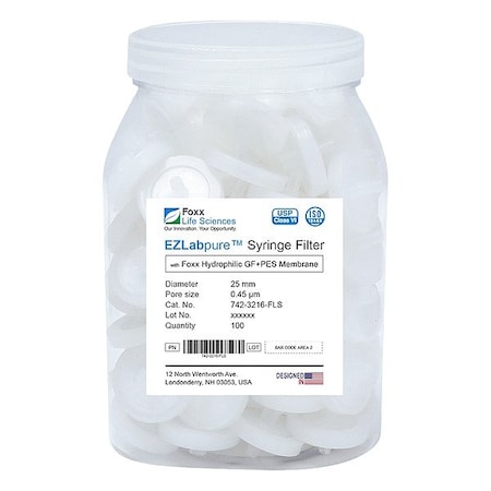 Foxx Life Sciences Syringe Filters, PK100 742-3216-FLS