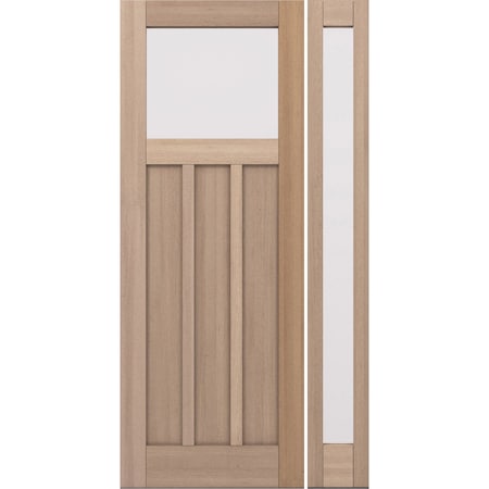 Doornmore CRF-P3G1, 51.5" x 98" ( 36" Door + 12" Side) Right Hand, Mahogany Top View Exterior Door CRF-P3G1-SW-3696-G101-SL_1-1_RI