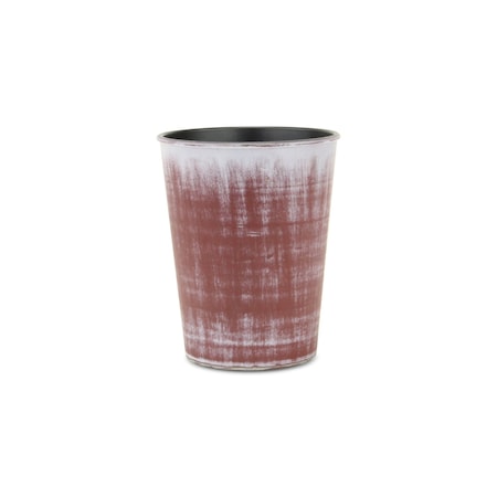 Homeroots 5in Brown and Ivory Textural Tone On Tone Recycled Plastic Indoor Outdoor Round Pot Planter 488240