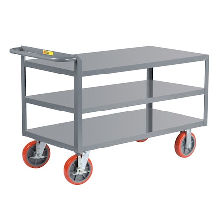 Little Giant 3-Shelf Merchandise Collector, 30 in x 60 in, 3600 lbs., 3 Flush Shelves, 8 in Poly with Brakes G3-3060-8PYBK