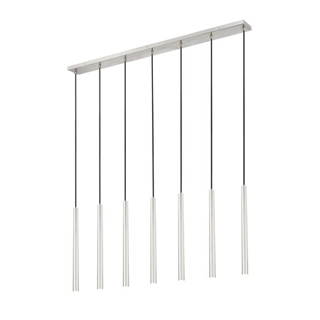 Z-Lite Forest 7 Light Linear Chandelier, Brushed Nickel, 54 In W 919MP24-7L-BN-LED