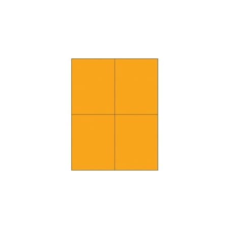 Bubblefast 4 1/4 x 5 1/2 ''Fluorescent Orange Rectangle Laser Labels-4 Labels per Sheet BFLL183OR
