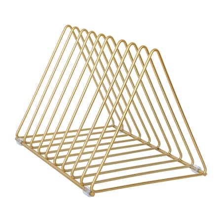 Martha Stewart Ryder Gold Metal 9 Slot Triangle Magazine File Holder, Desktop Organizer Sorter HH-OHD16-GLD-MS