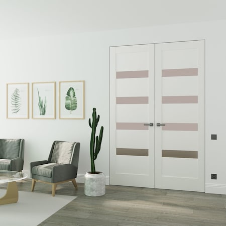 Sartodoors Hidden Double Doors White 64x84 (2* 32x84) Solid Core Modern Interior QUADRO4113DMF-WS-64x84-RH-O