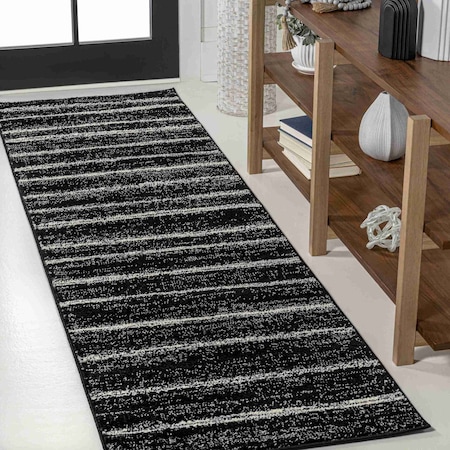 Jonathan Y Williamsburg Minimalist Stripe Black/Cream 2 ft. x 8 ft. Runner Rug MOH201F-28
