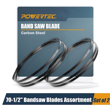 Powertec 70-1/2" High Carbon Steel Band Saw Blades for Craftsman 21400 & Rikon 10-305 & 10-3061 Bandsaw 13618