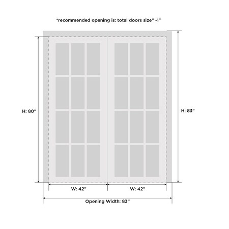 Sartodoors Closet Bypass Interior Door, 84" x 80", White QUADRO4117DBD-WS-84