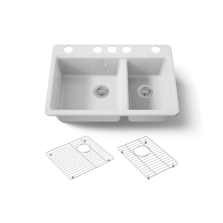 Kohler Riverby 33" undermount double-bowl kitchen sink 8669-5UA1-0