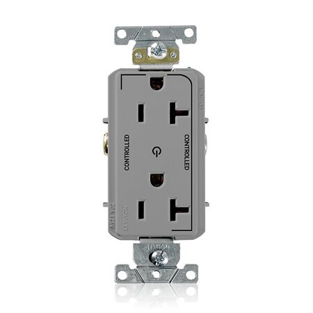 Leviton DPl Dup Rec 20A 125V 2MCtrl Self-Gr Gry 16352-2PG