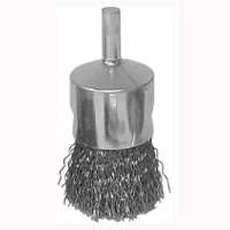 Weiler Wire Wheel Brush, 3/4 in Dia, 1/4 in Arbor/Shank, 0.014 in Dia Bristle 36046