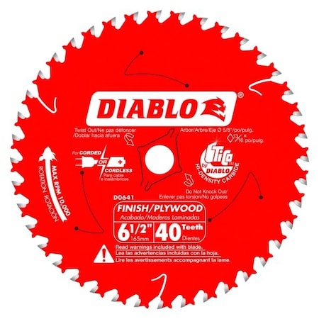 Diablo CircularSawBlade, Carbide, Dia:6.5" D0641A