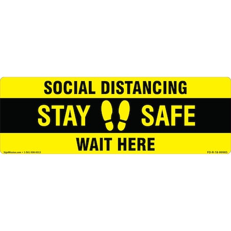 Signmission Stay Safe Wait Here Non-Slip Floor Graphic, 18in Vinyl, 6PK, 16 in L, 16 in H, FD-2-R-16-6PK-99985 FD-2-R-16-6PK-99985