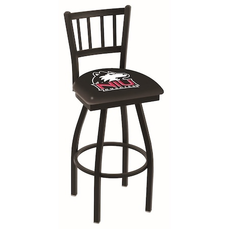 Holland Bar Stool Co 36" Blk Wrinkle Northern Illinois Swivel Bar Stool, Jailhouse Back L01836NorIll