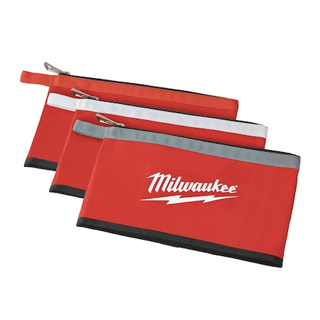 Milwaukee Tool Canvas Zipper Pouches, Red, 3PK 48-22-8193