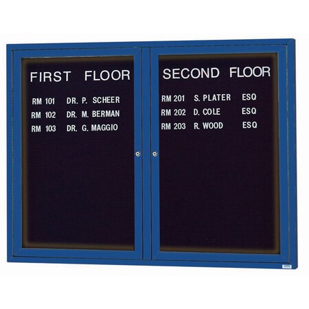 Aarco Illuminated Outdoor Enclosed Directory w/ Al Frame, Powder Coated Blue, 48''Hx60''W OADC4860IB