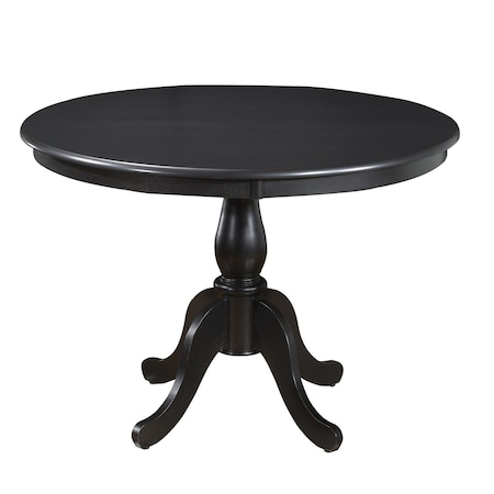 Homeroots 42" Black Rounded Solid Manufactured Wood And Solid Wood Pedestal Base Dining Table 517754