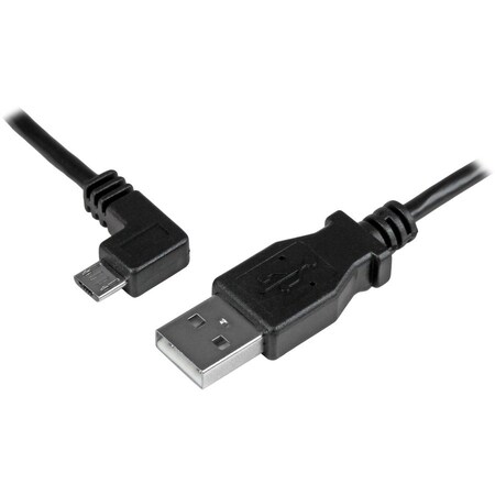 Startech.Com 2m 6 ft Left Angle Micro-USB Charge-and-Sync Cable M/M - USB 2.0 A to Micro-USB - 24 AWG USBAUB2MLA
