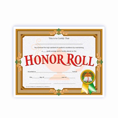 Hayes Honor Roll Certificate Pack of 5 VA612-5