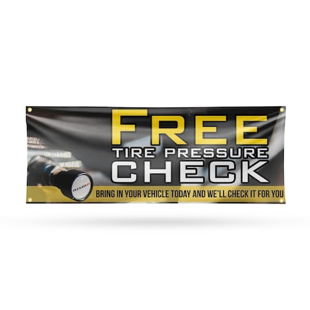 Signmission Free Tire Pressure Check, 18 Inch x 48 Inch, Vinyl Banner B-30647