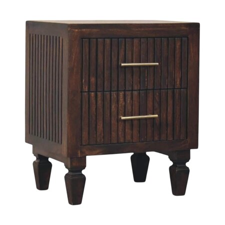 Homeroots 22" Mocha Solid Wood Round Two Drawer Nightstand 722585