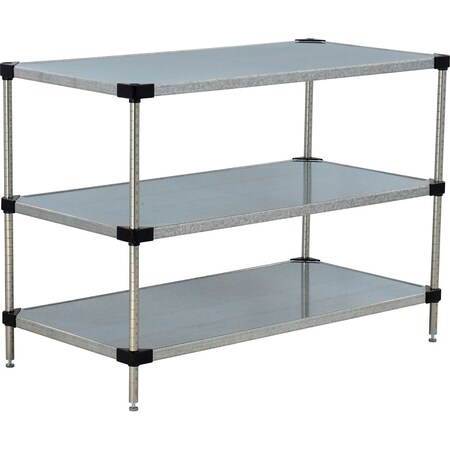 Global Industrial Nexel 3 Shelf, Galvanized Steel Solid Shelving Unit, Starter, 60"W x 18"D x 54"H B3152434