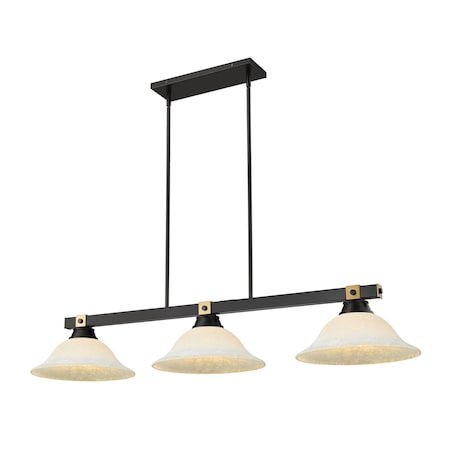 Z-Lite Bronte 3 Light Billiard, Matte Black and Rubbed Brass, White Mottle 1955-3MB-RB-WM16