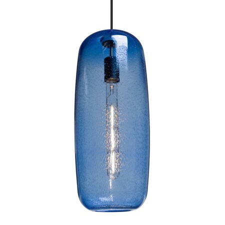 Besa Lighting Besa Pinot 13 Pendant, Blue Bubble, Black Finish, 1x 60W MAX E26 Base 1JT-PINOT18BL-BK