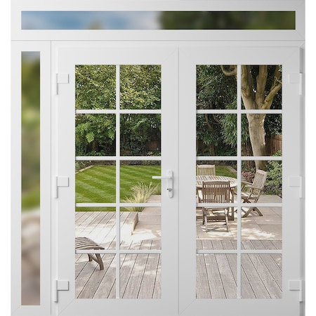 Vdomdoors Front Exterior Prehung Metal-Plastic Double Doors Clear Glass / MANUX 8100 White Silk / Office Comm MANUX8100DEXD-WS-W72+14xH80+14-RH-I