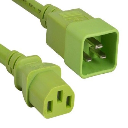 Sanoxy 4ft 14 AWG 15A 250V Power Cord IEC320 C20 to IEC320 C13, Green SNX-CBL-LDR-PW136-4204