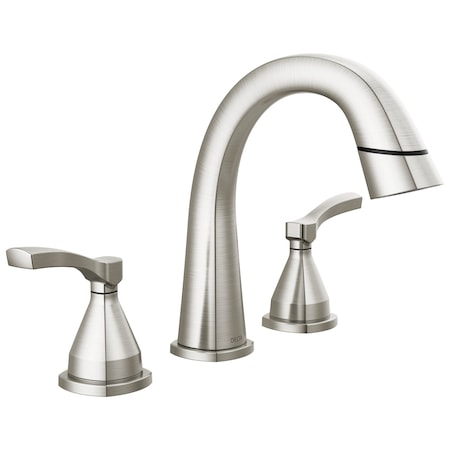 Delta Stryke Two Handle Widespread Pull Down Bathroom Faucet In Lumicoat Stainless 35775-SSPD-PR-DST