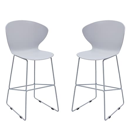 Homeroots Set of Two 26" Gray Heavy Duty Plastic and Metal Low Back Counter Height Bar Chairs, 2PK 555092