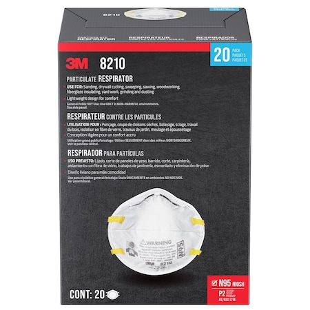Sashco 3M 8210D20-DC 3M Drywall Sanding N95 Particulate Respirator, 20-Pack 13080