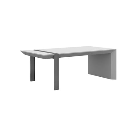 Homeroots 48" White And Silver Wood And Stainless Steel Coffee Table 554273