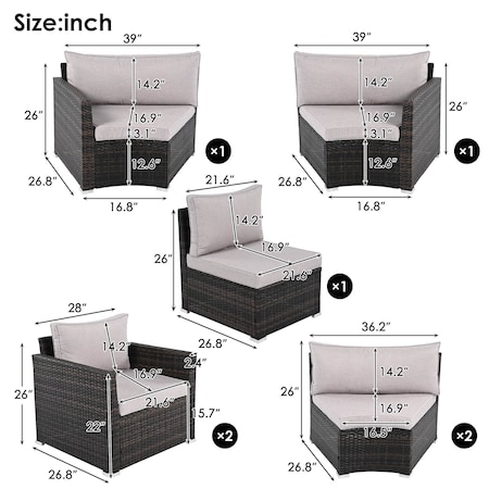 Homeroots Two Piece Outdoor Beige Wicker Sectional Seating Group with Beige Cushions 625673