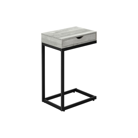 Homeroots 10.25" X 15.75" X 24.5" Grey Finish Drawer And Black Metal Accent Table 333188