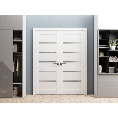 Sartodoors Double French Interior Door, 36" x 80", White QUADRO4117DD-WS-36
