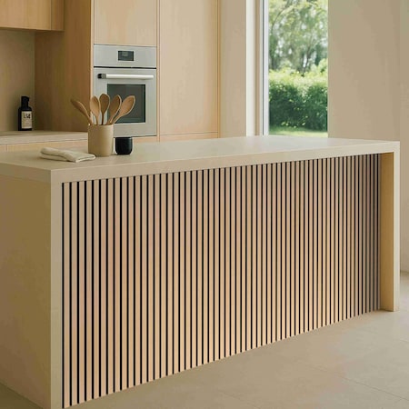 Ackland SereniSlats Honey Beige 24in x 48in Warm Beige Acoustic Wall Panel, 3D Fluted Wood Slat Sound, 20PK AKM-W-SEHOBE24X48SL-PL