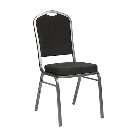 Flash Furniture HERCULES Series Crown Back Stacking Banquet Chair in Black Fabric - Silver Vein Frame FD-C01-SILVERVEIN-BK-BK-GG