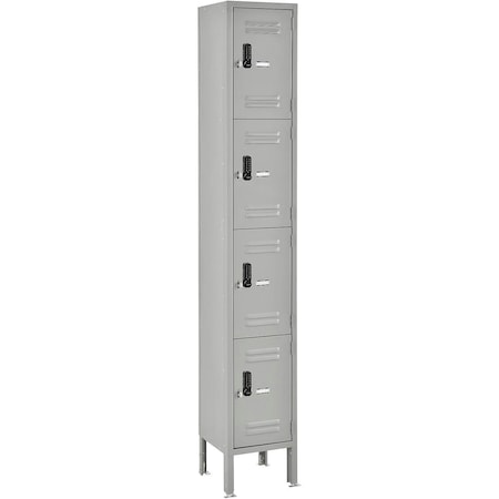Global Industrial 4-Tier 4 Door Digital Locker, 12"Wx12"Dx78"H, Gray, Unassembled 413201