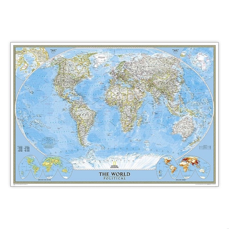 National Geographic World Classic Map, Enlarged and Laminated, 69.25'' x 48'' RE00622003