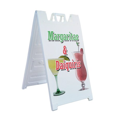 Signmission Margaritas & Daiquiris, A-Frame & 2 Decals Installed, Heavy-Duty Plastic Frame SBHD-D-2436-Margaritas & Daiquiris