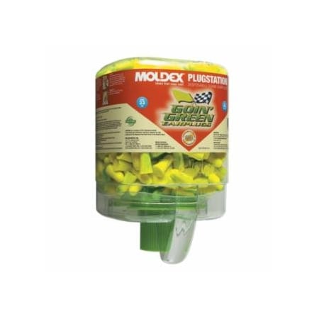 Moldex PlugStation Earplug Dispenser, Disposable Plastic Bottle, Foam Earplugs, Green Swirls, Goin', 250PK 507-6646