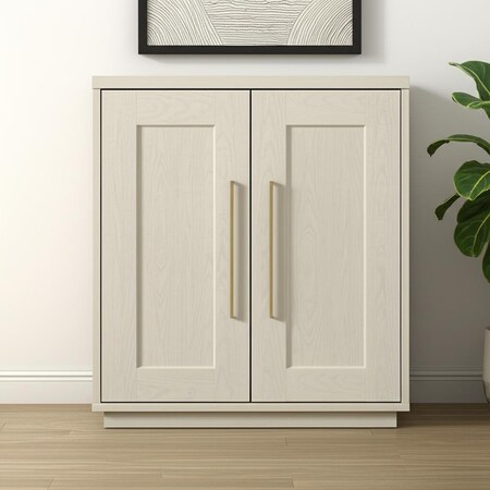 Homeroots 32" White Wood Accent Cabinet With Two Doors 546167