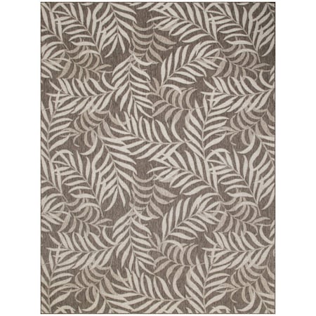 Homeroots 9' X 12' Brown And Ivory Palm Leaf Indoor Outdoor Area Rug 551367