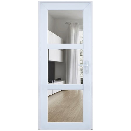 Vdomdoors Front Exterior Prehung FiberGlass Door Clear Glass See-through / Manux 8555 White Silk Clear Glass MANUX8555EXD-WS-W36 x H80-RH