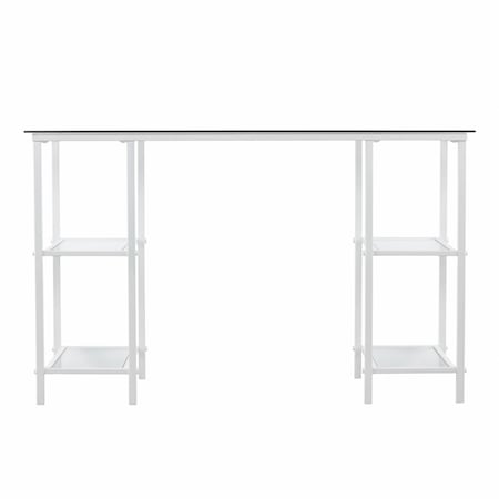 Homeroots Mod White Metal and Glass Writing Desk 402039